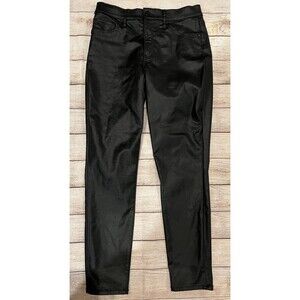 Express Women's Skinny High Rise Stretch Jeans Size 8 Coated Black Shiny Pants